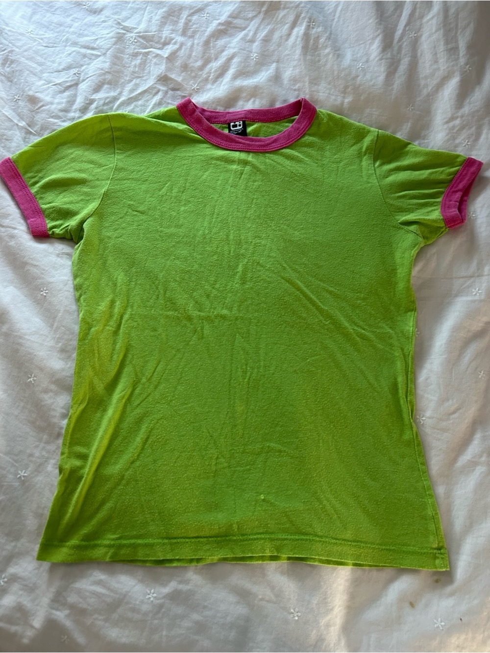 alternative Vintage Soft Green & Pink Ringer Tee